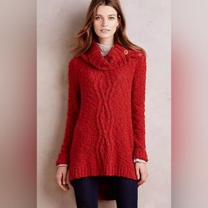 Moth Antropologie Cable Knit Cowl Neck Sweater